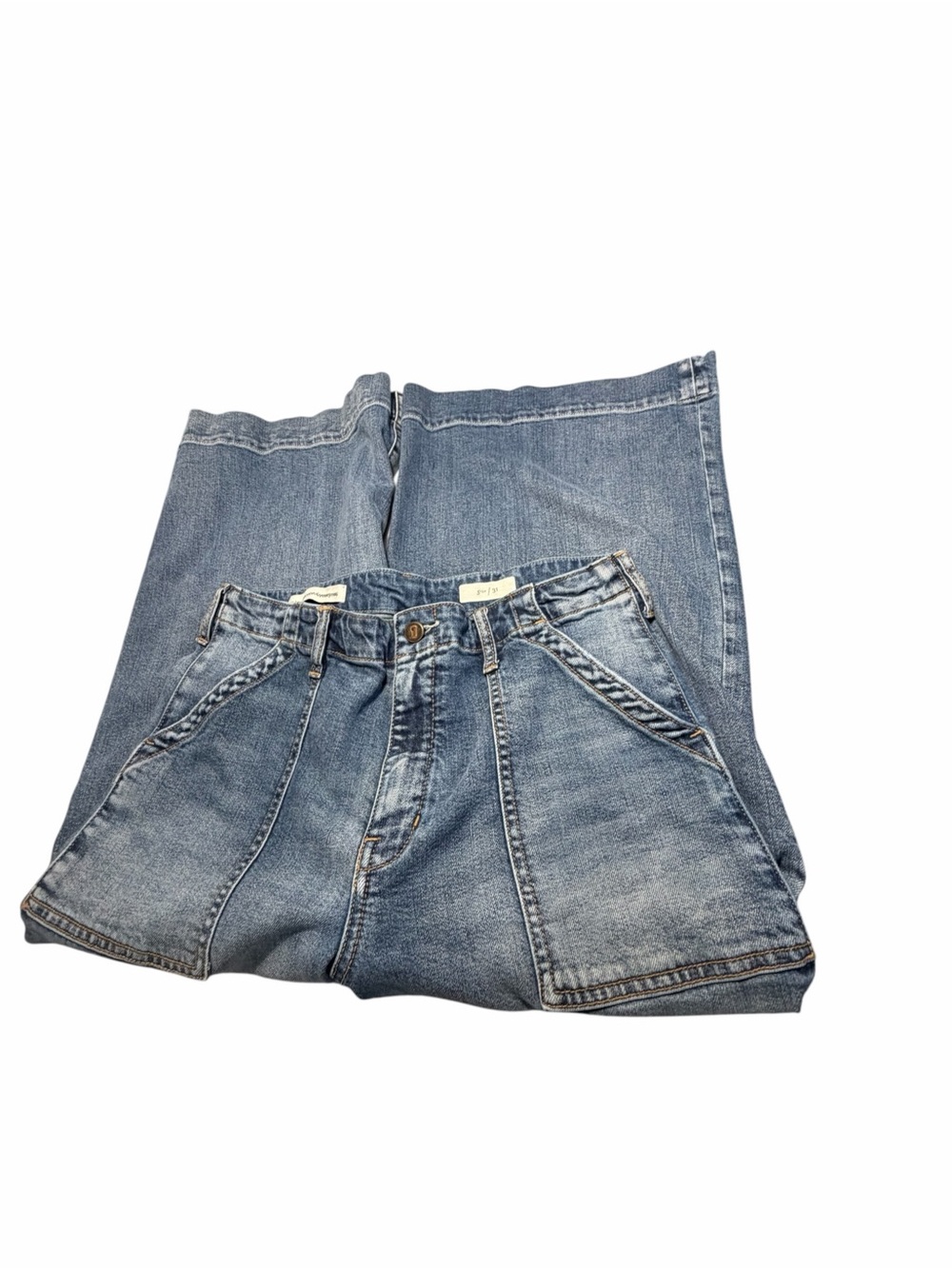 Pilcro and the Letterpress Utility Patch Pocket Wide-Leg Crop Jeans Sz 31 - Picture 5 of 13